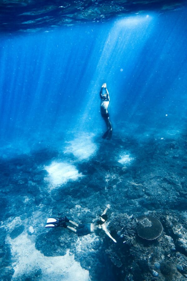 2 Person Swimming Under the Ocean